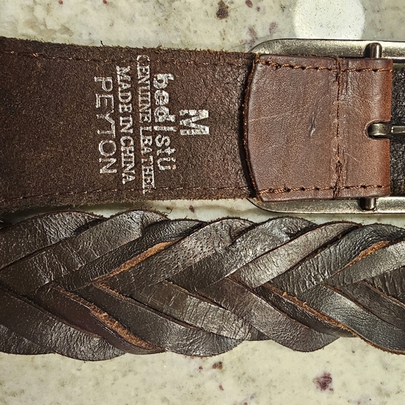 Bed Stu Brown Leather Woven Belt Women Size M - Picture 7 of 11